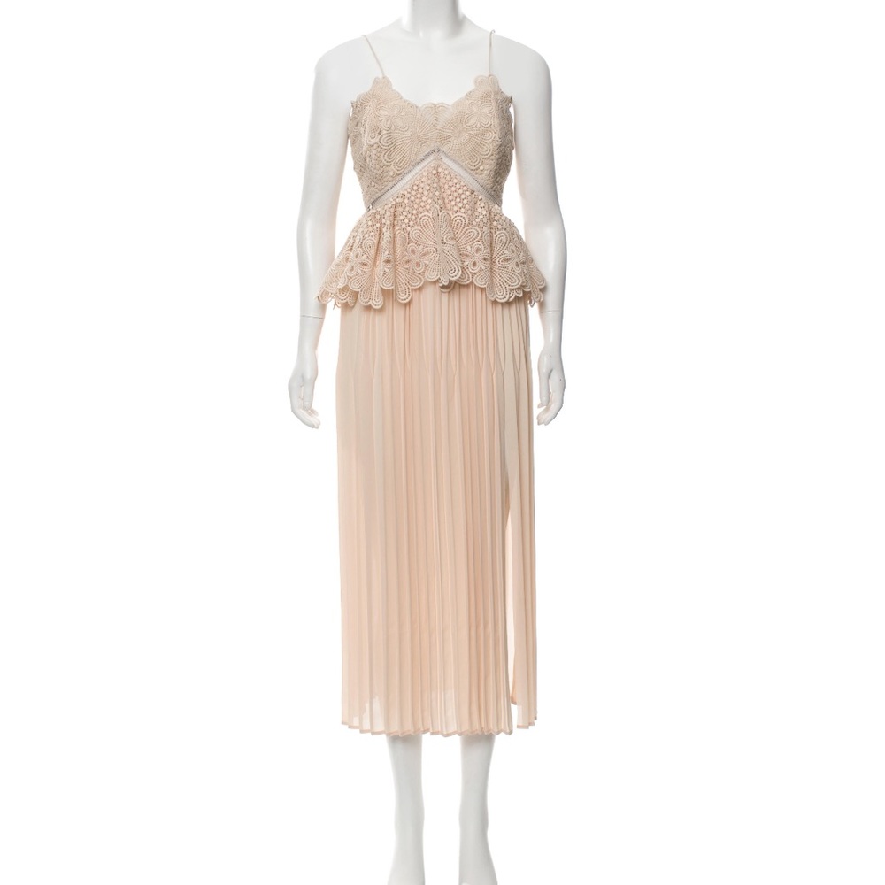 Self-Portrait Crochet-Accented MIDI Dress